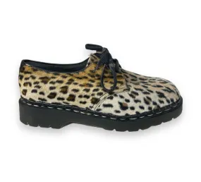 Tredair Leopard Fur Fabric 3 Eyelet Tie Oxford Shoe