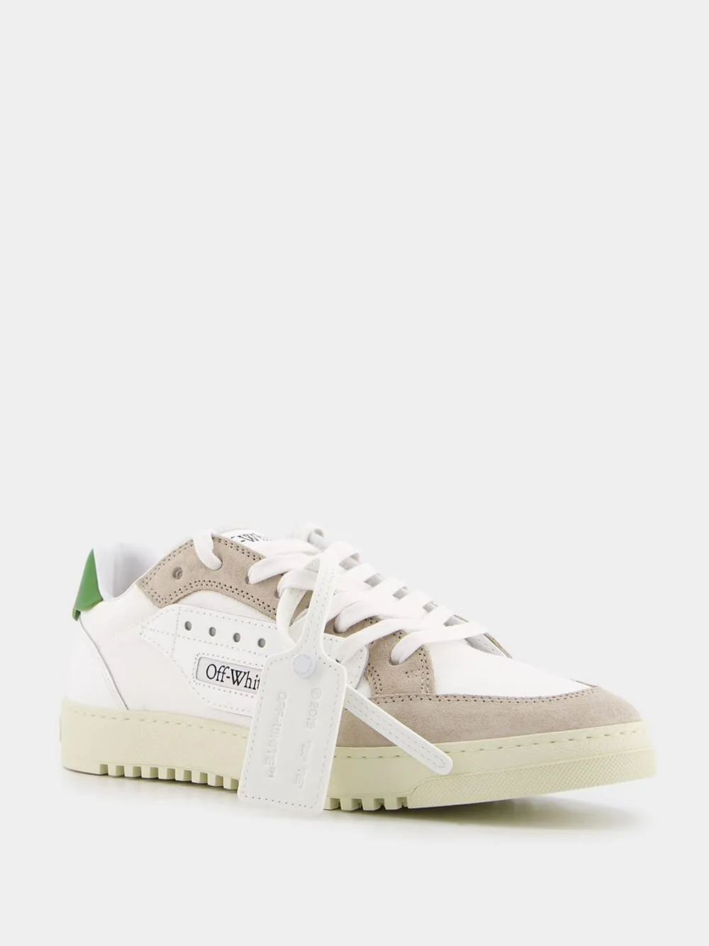 5.0 Low-Top White and Green Sneakers