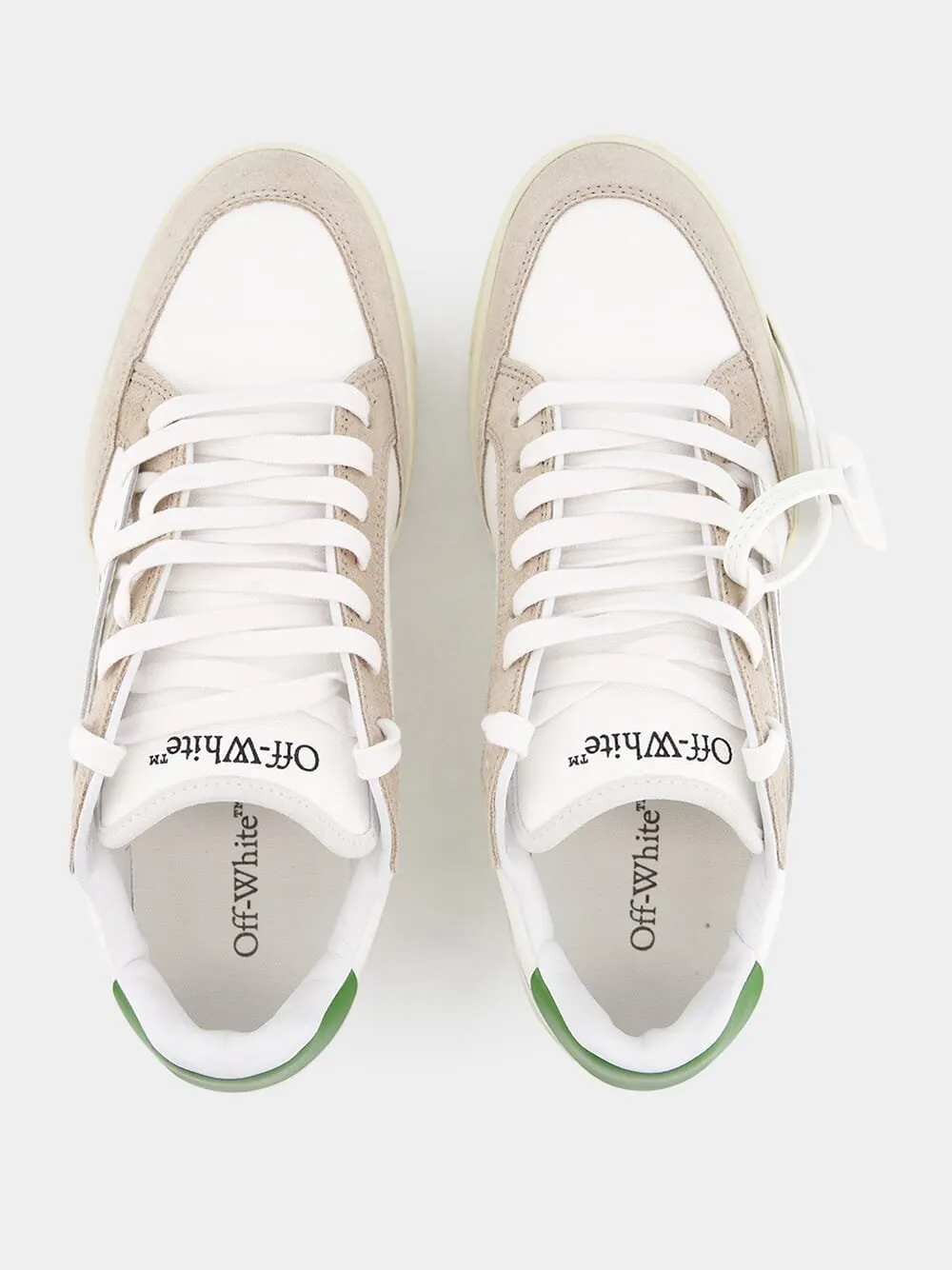 5.0 Low-Top White and Green Sneakers