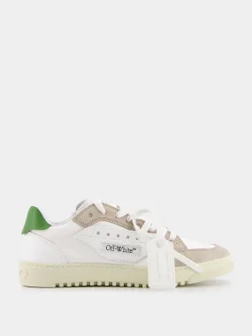 5.0 Low-Top White and Green Sneakers