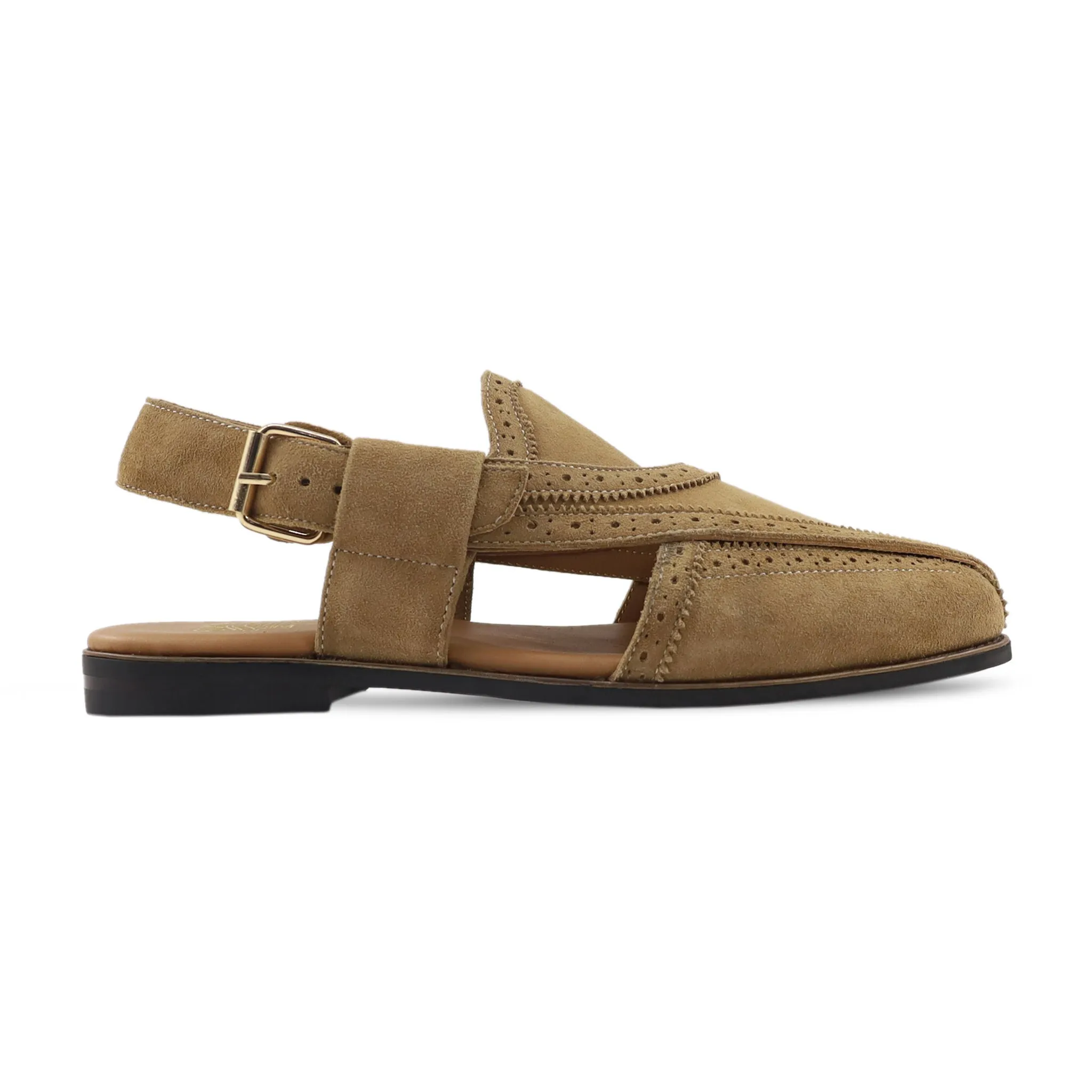 Abbey - Men's Tan Kid Suede Sandal