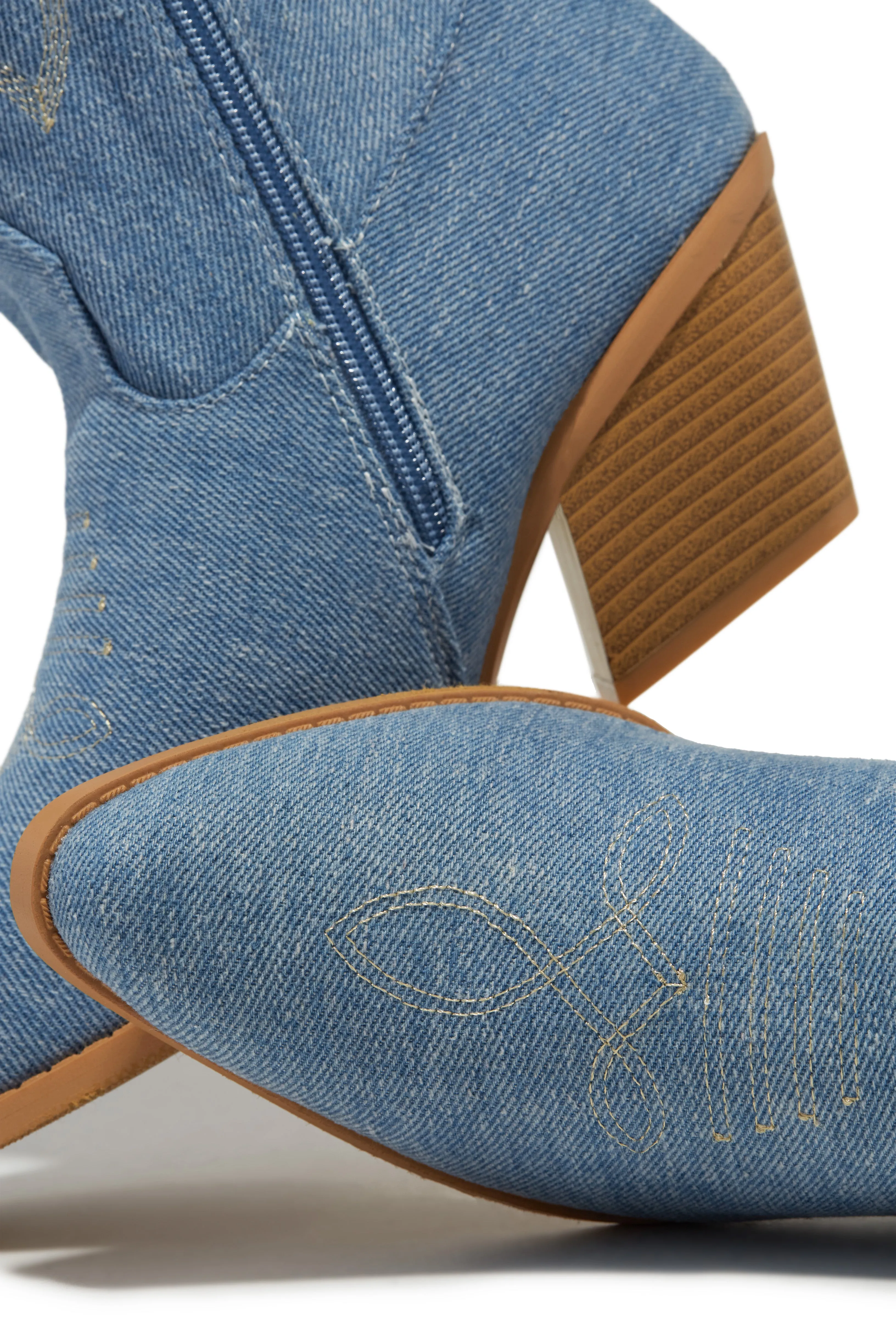 Abby Cowgirl Boots - Denim