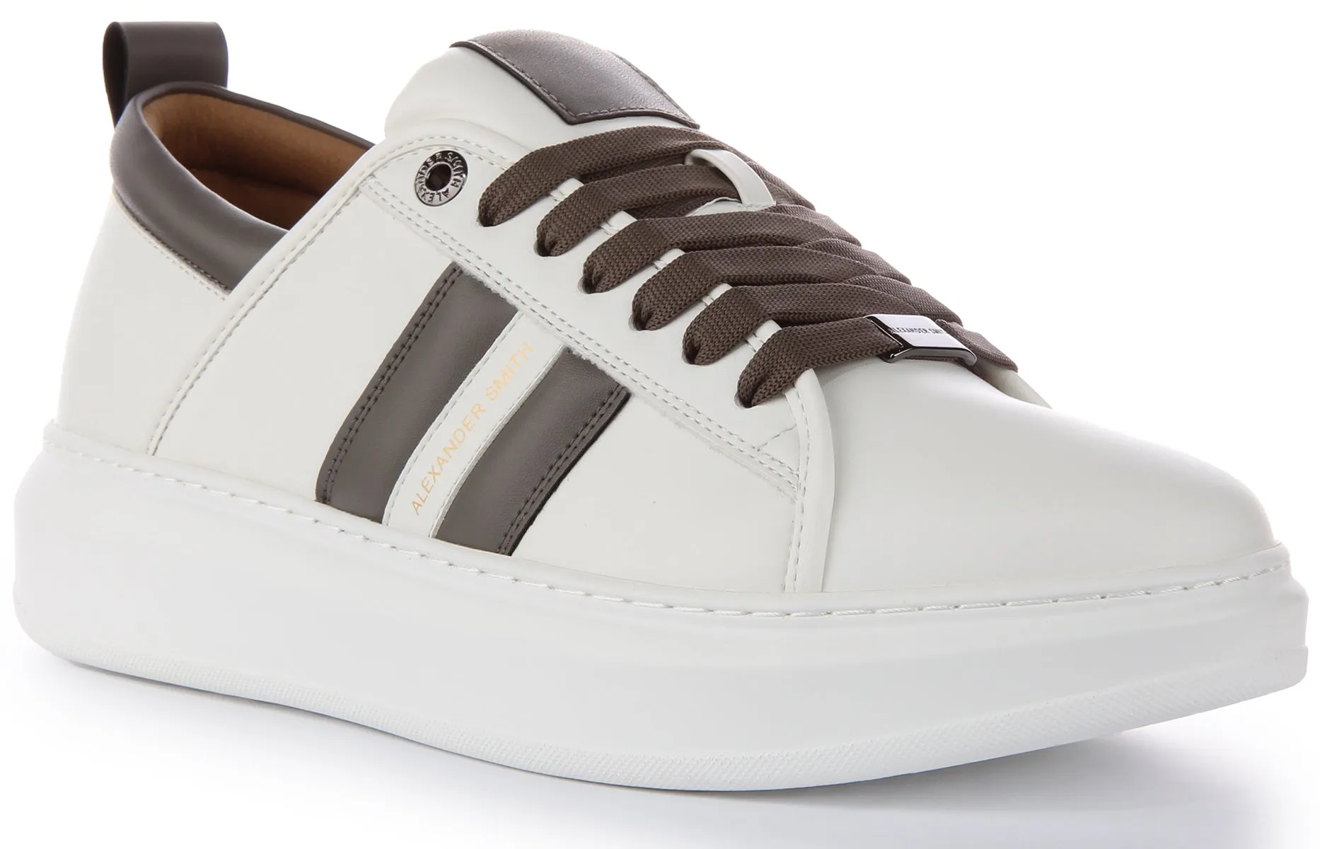 Alexander Smith Trainers In White Grey For Men