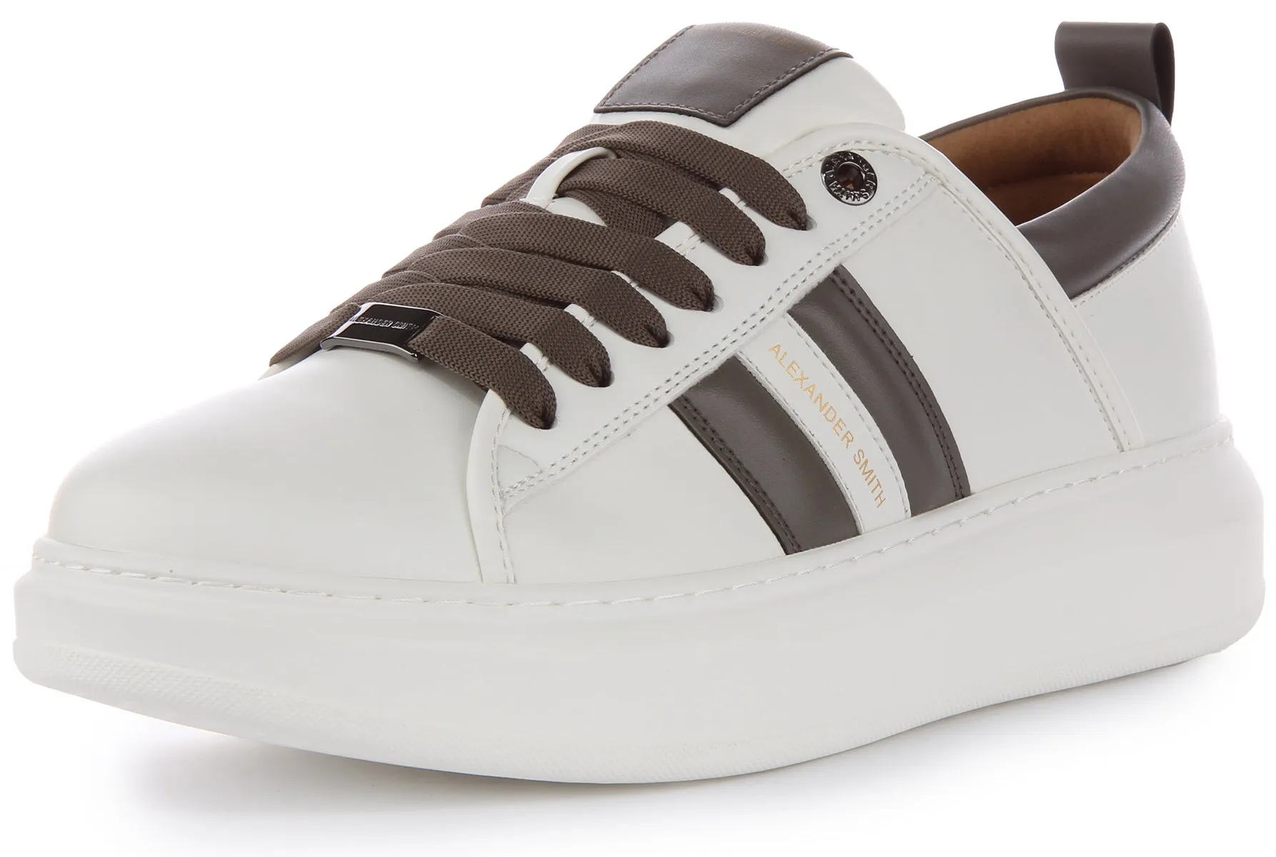 Alexander Smith Trainers In White Grey For Men