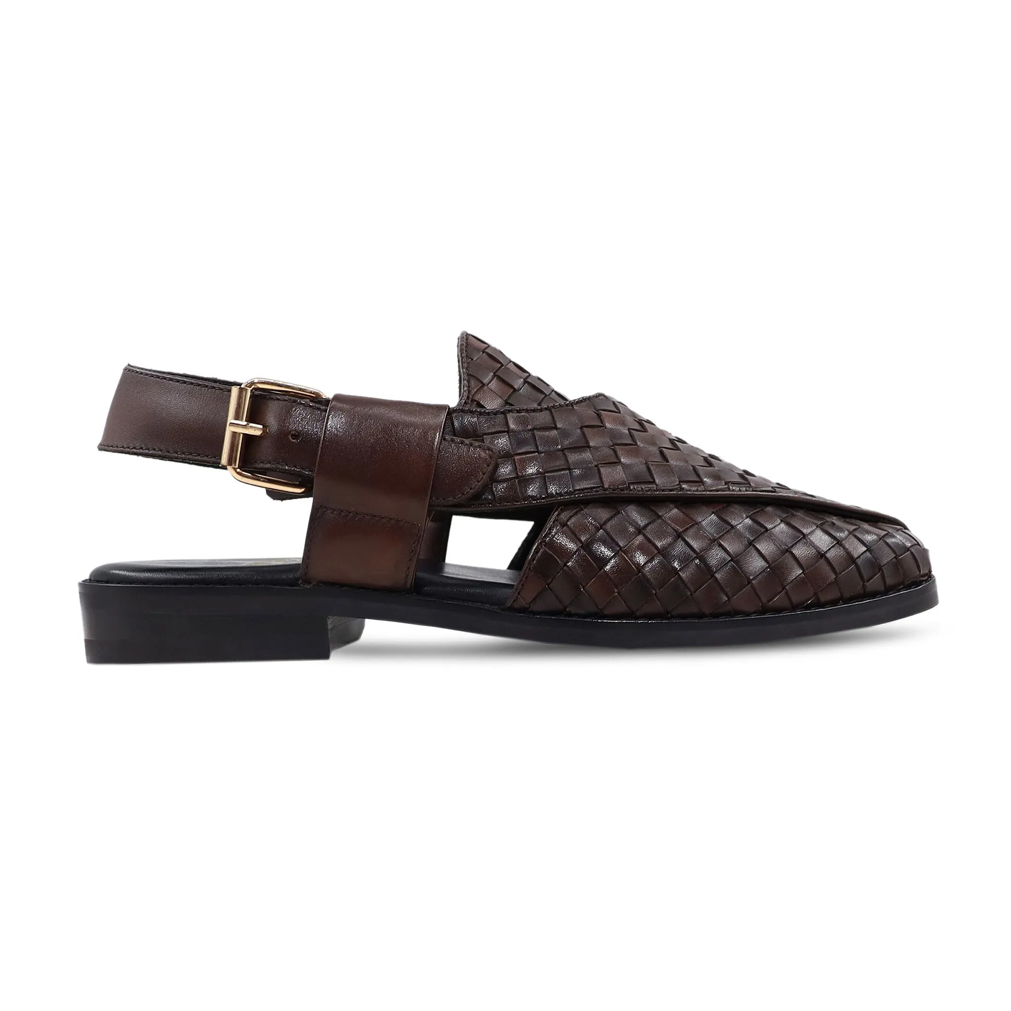 Auther - Men's Brown Hand Woven Leather Sandal