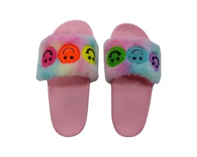 Bari Lynn Furry Smile Slides - Pink