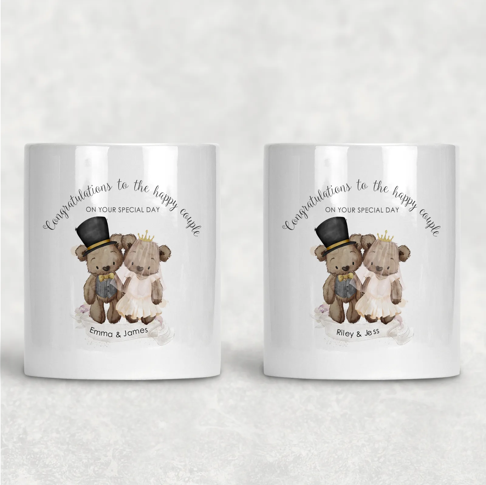 Bear Wedding Couple Personalised Pencil Caddy / Make Up Brush Holder