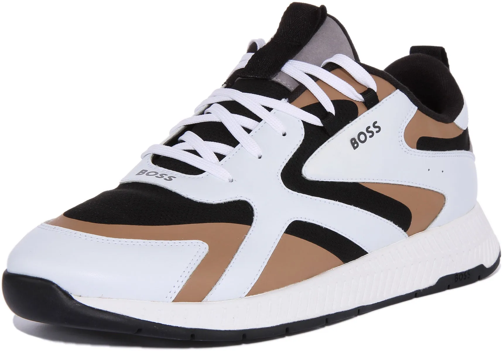 Boss Titanium Runner In White Beige For Men