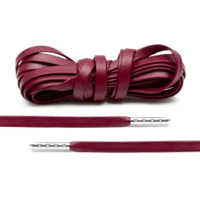 Burgundy Luxury Leather Laces - Silver Plated