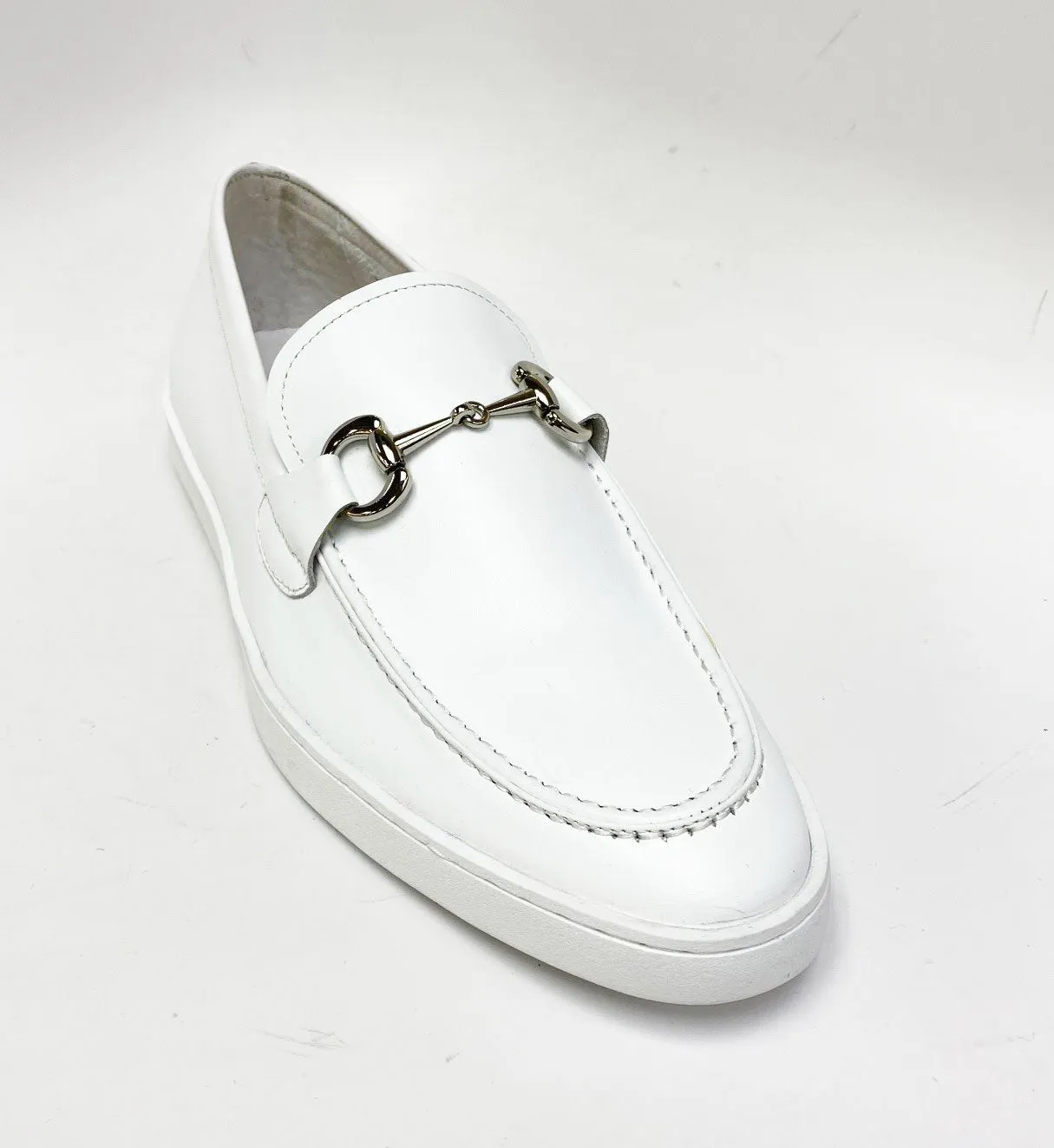 Calfskin Slip-On Horsebit Loafer White