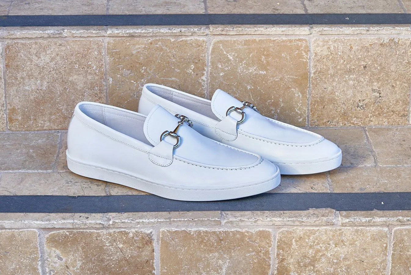 Calfskin Slip-On Horsebit Loafer White