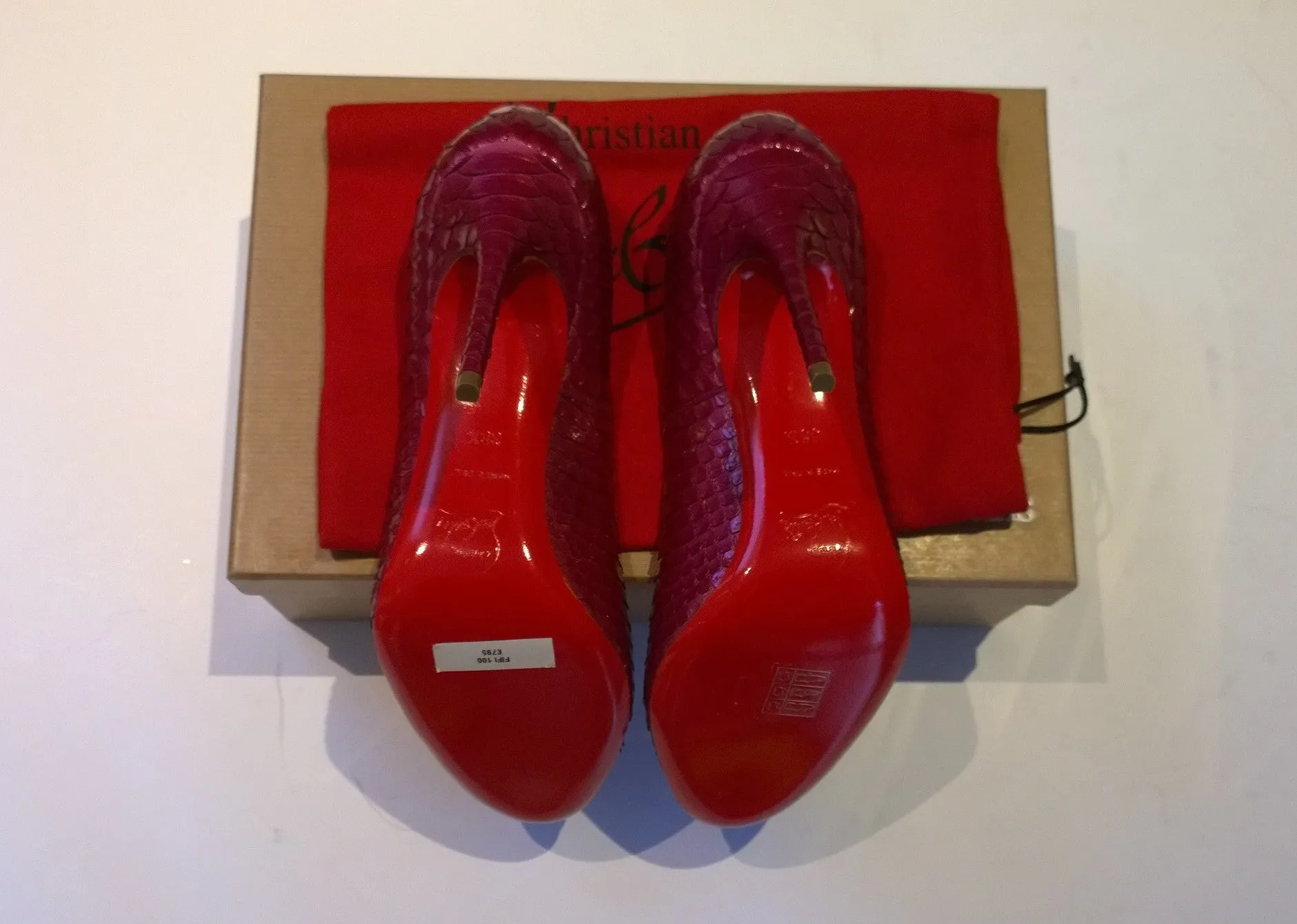 Christian Louboutin Fifi 100 Crystal Lamé Dark Pink Heels Shoes Sale Pumps Discount