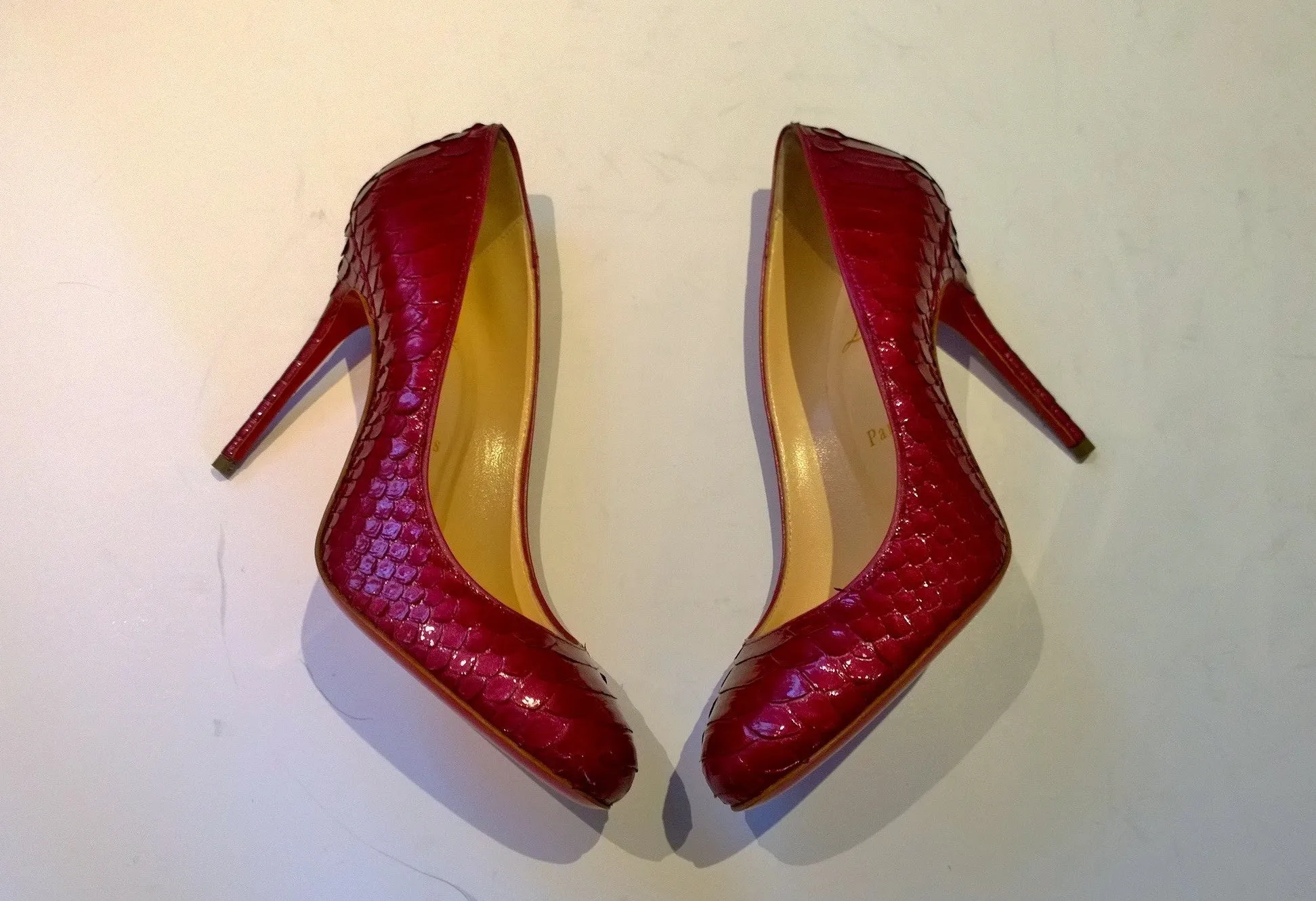 Christian Louboutin Fifi 100 Crystal Lamé Dark Pink Heels Shoes Sale Pumps Discount