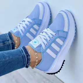 Color-blocking Lace-up Platform Sneakers