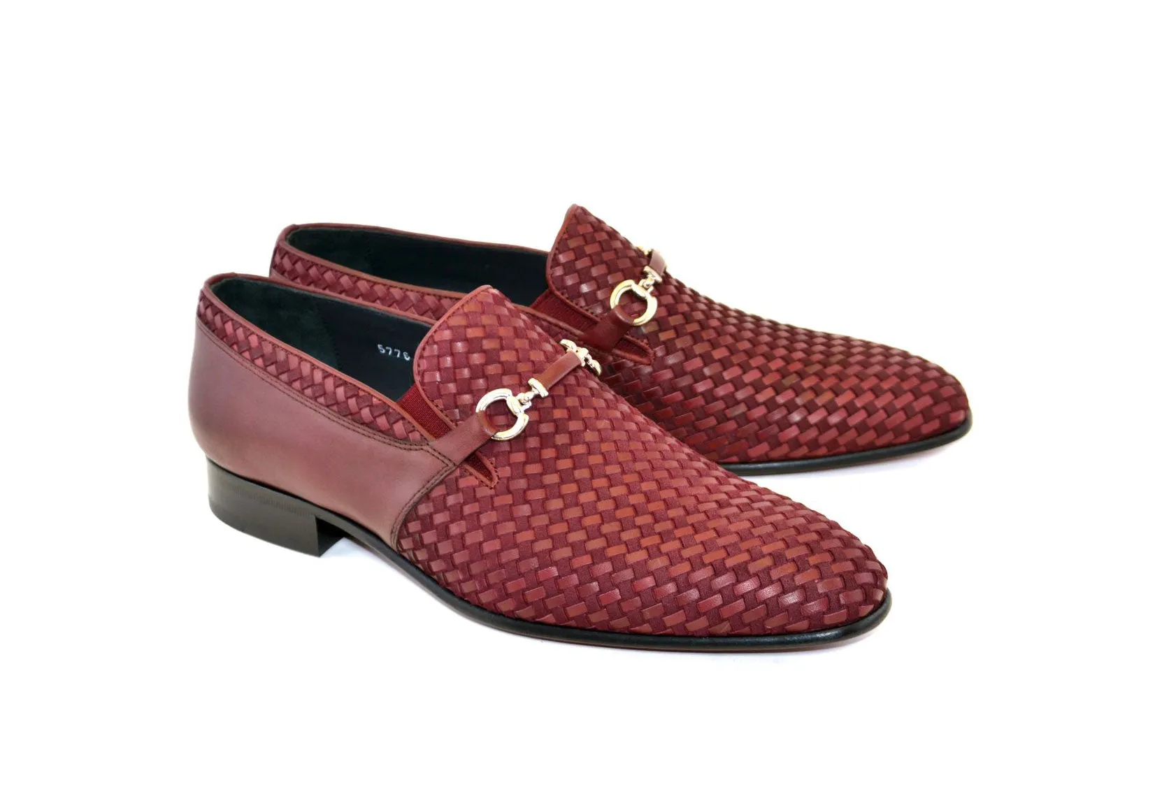 Corrente Woven Calfskin & Suede Slip-On Shoe Burgundy