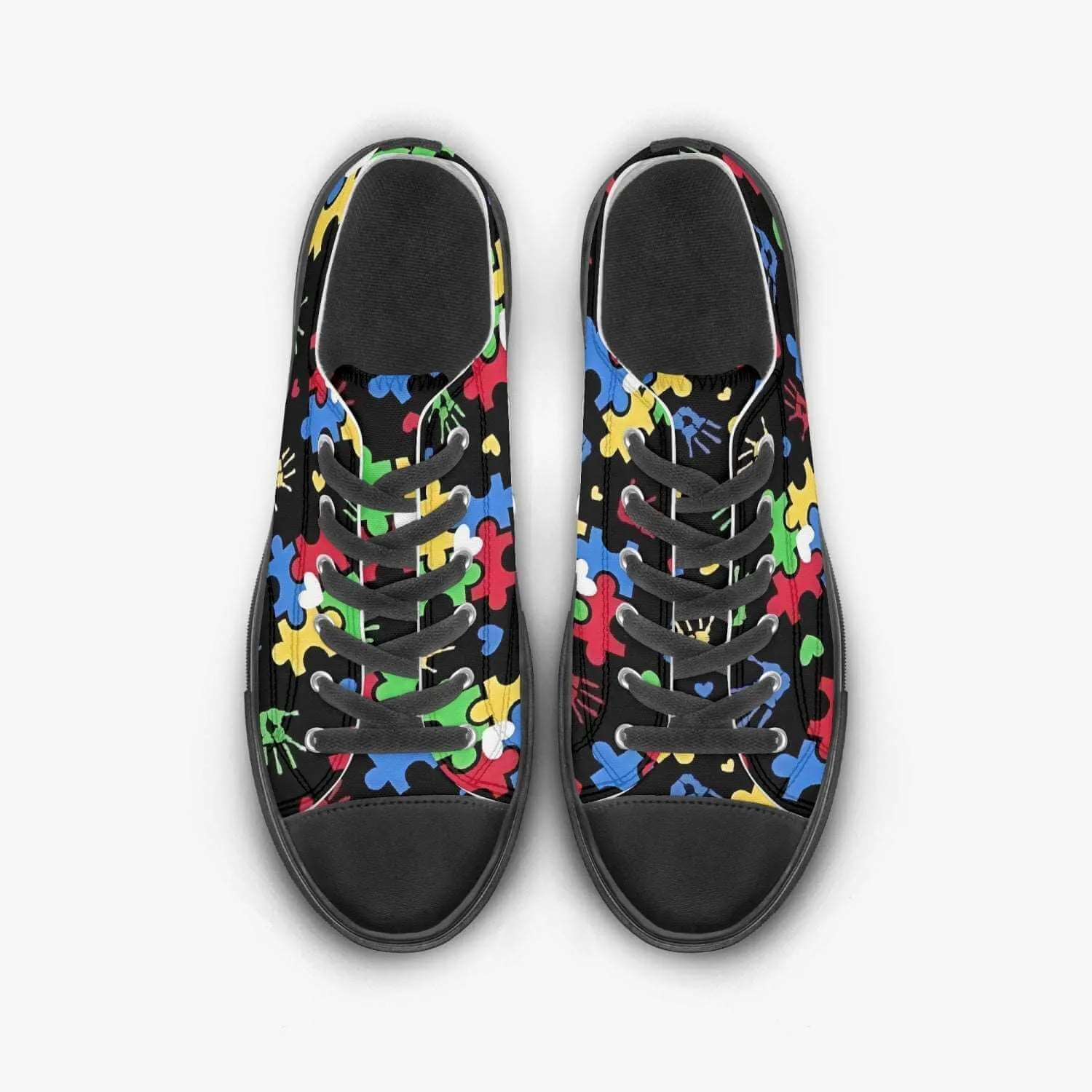 Custom Autism Love Low Puzzle Pieces Canvas Shoes