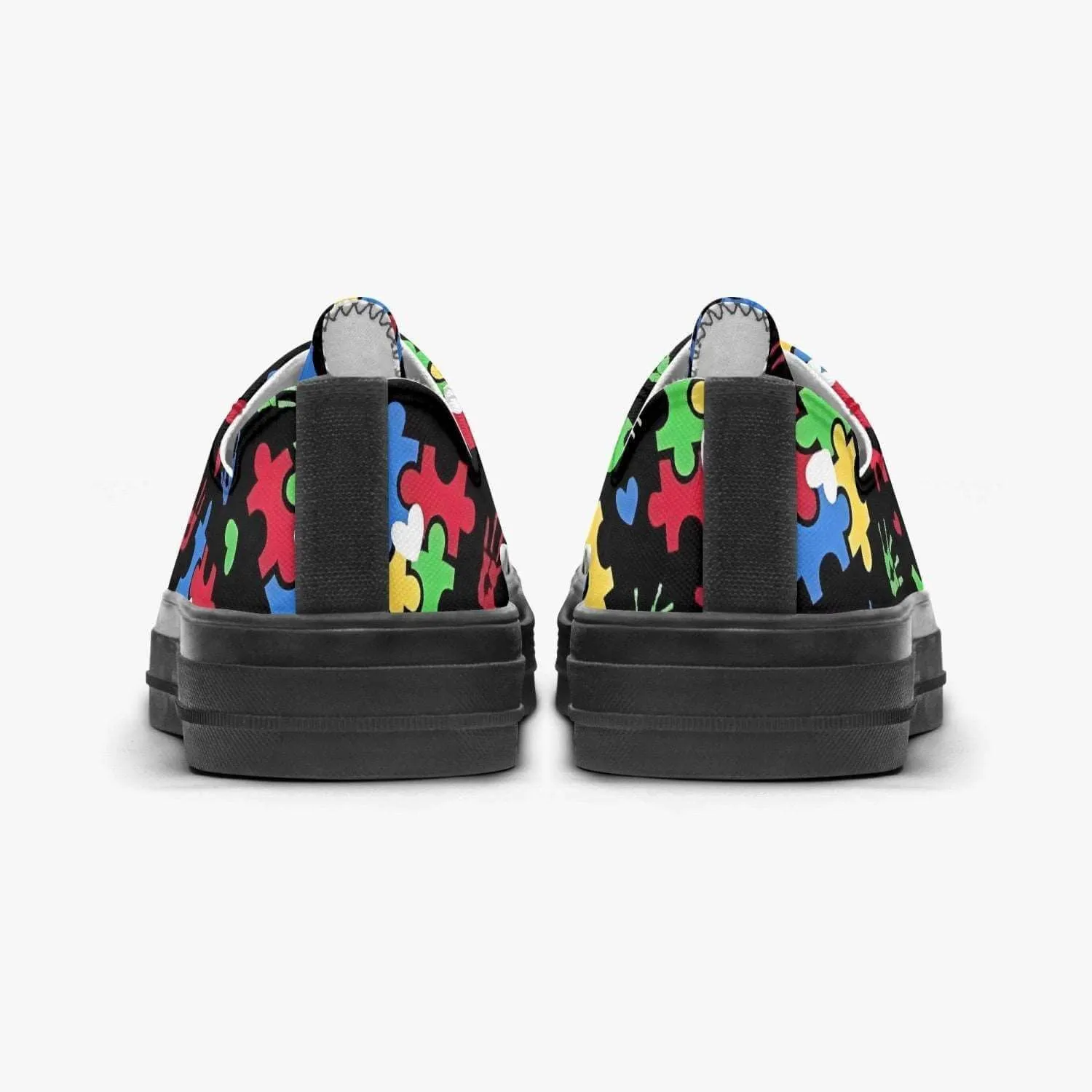 Custom Autism Love Low Puzzle Pieces Canvas Shoes