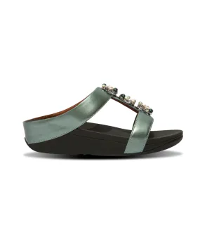 FitFlop Fino Pearl-Chain Slides Green