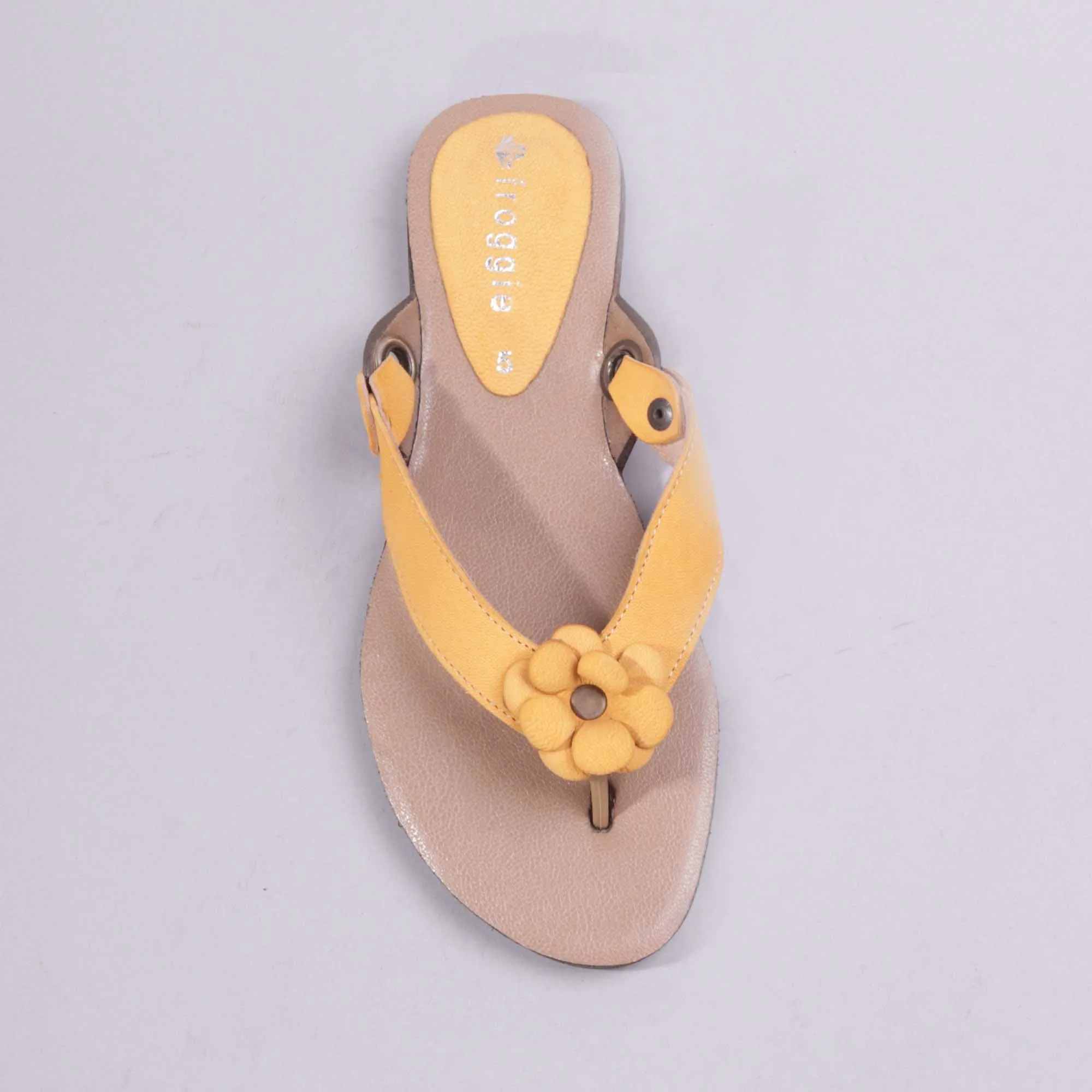 Flower Thong Sandal in Mustard - 7968