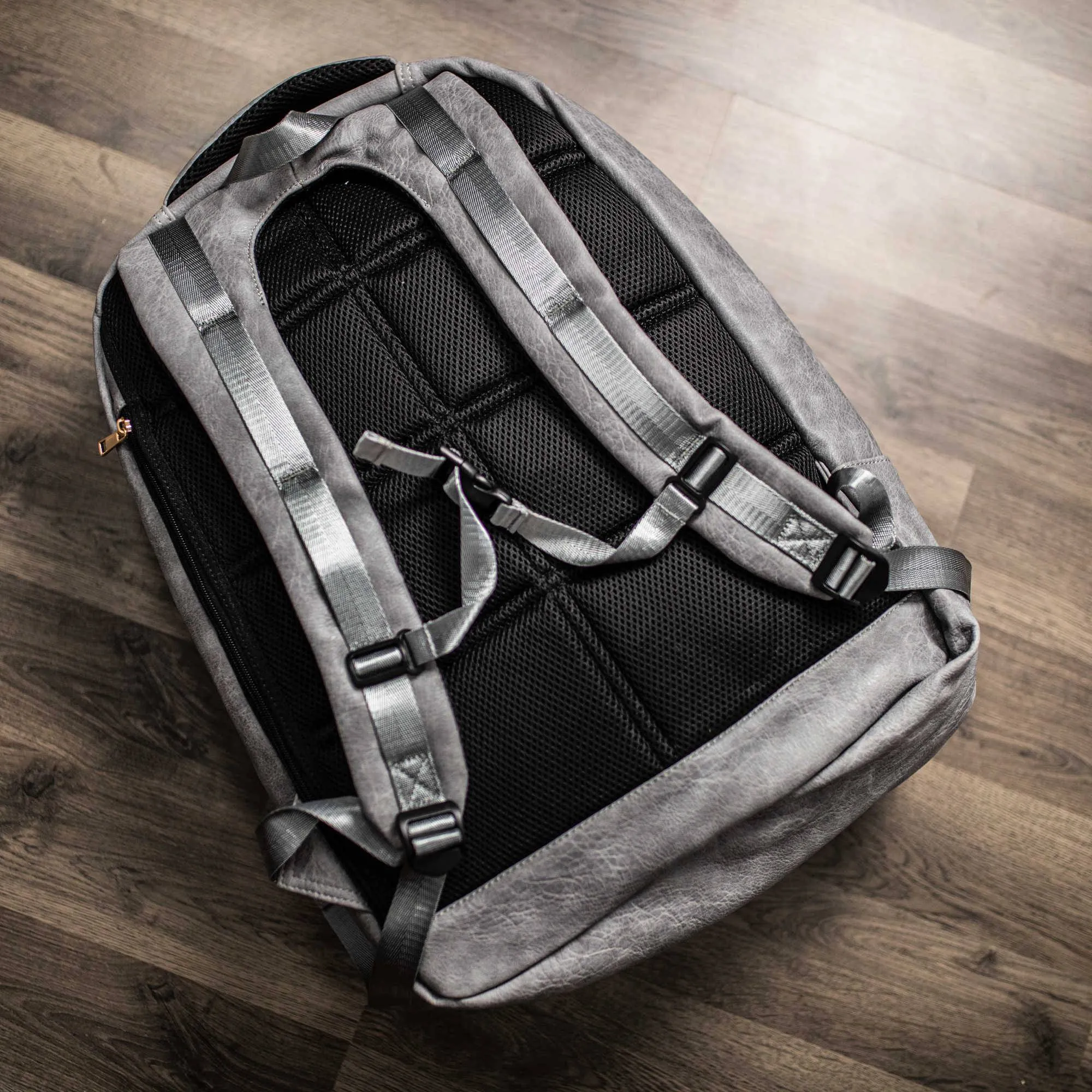 Grey Tumbled Leather Commuter Bag