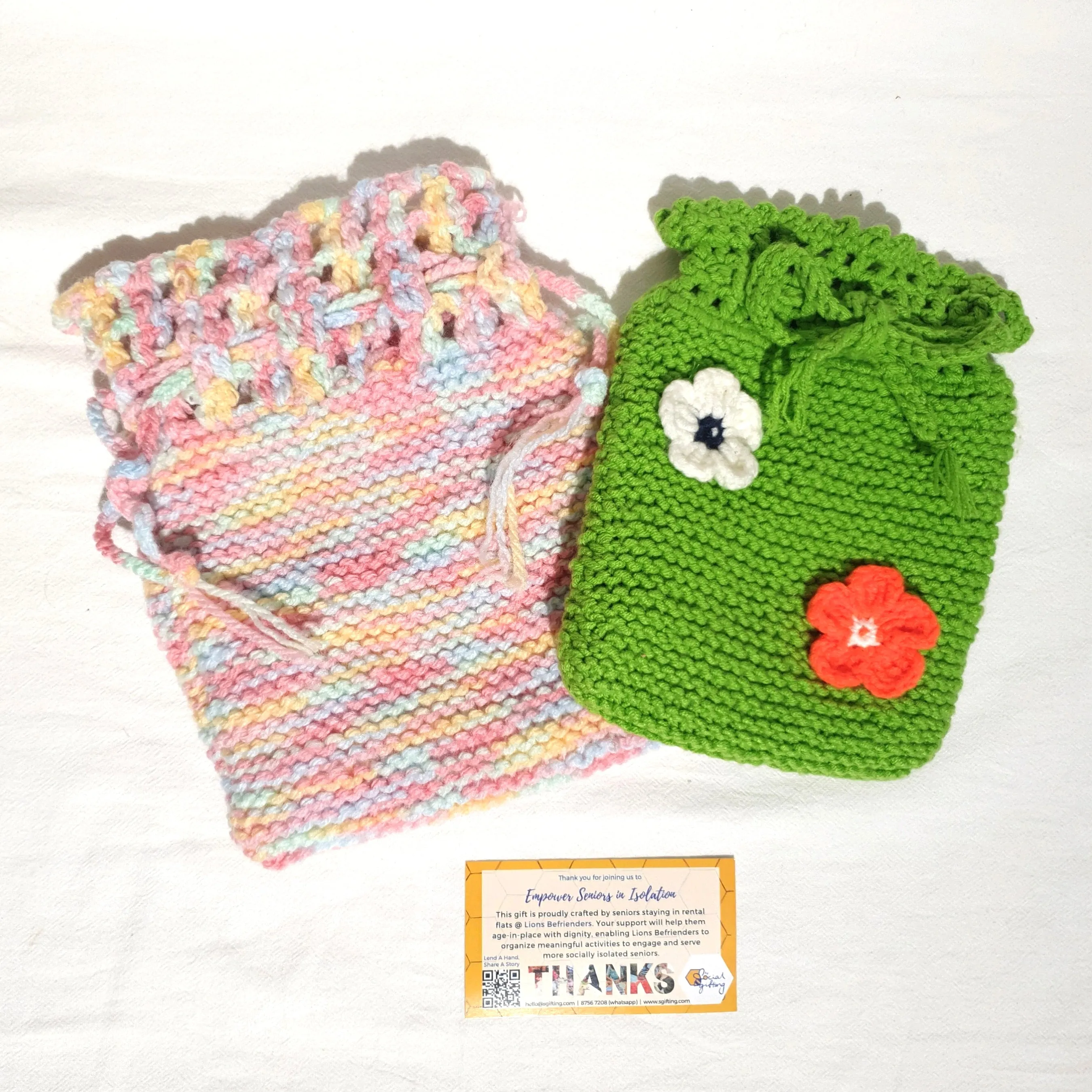 Hand Crocheted Drawstring Pouch