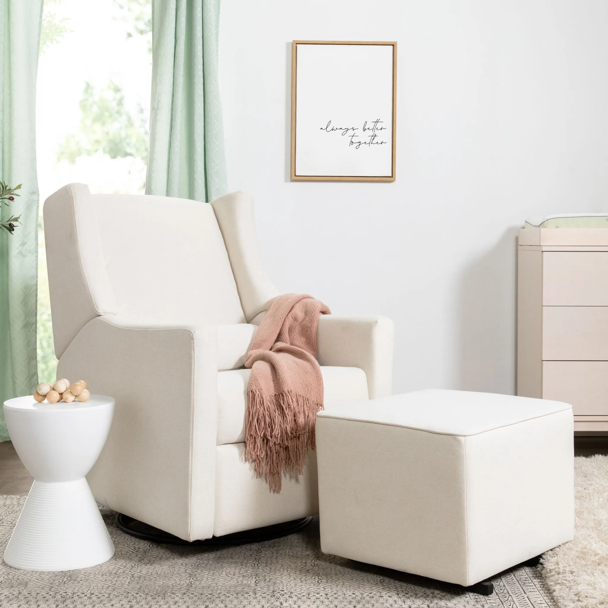 Kiwi Gliding Ottoman - Cream Eco-Weave