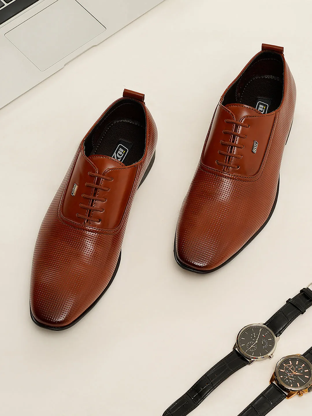 Men's Brown Texture Finish Lace Up Formal (IX2031)