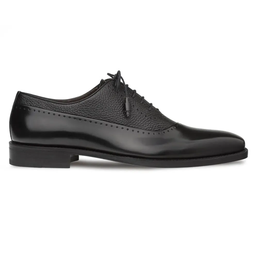 Mezlan Postdam Black European Cordovan Calfskin & Soft Deerskin Men's Oxford