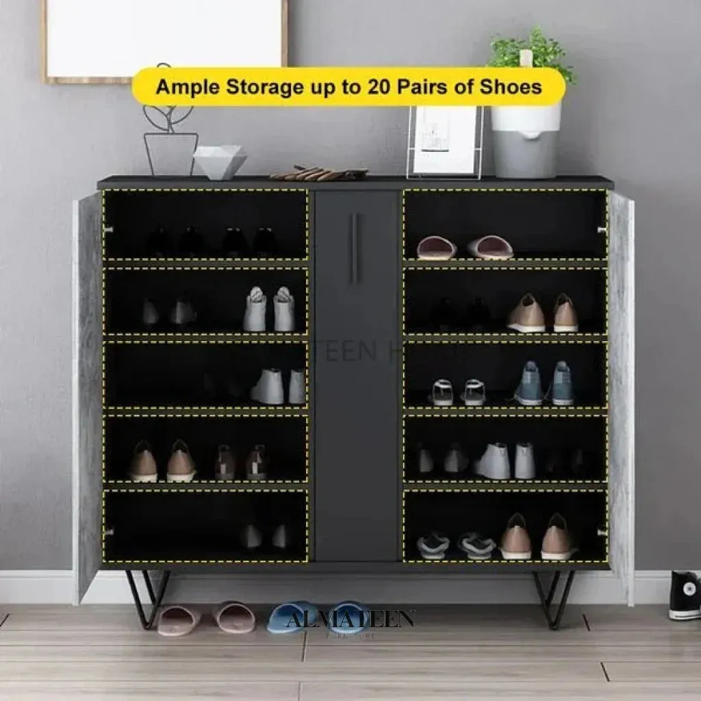 Modern Gray & Black Shoe Cabinet