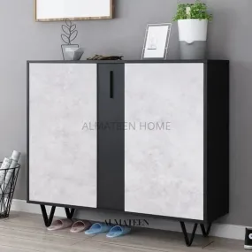 Modern Gray & Black Shoe Cabinet