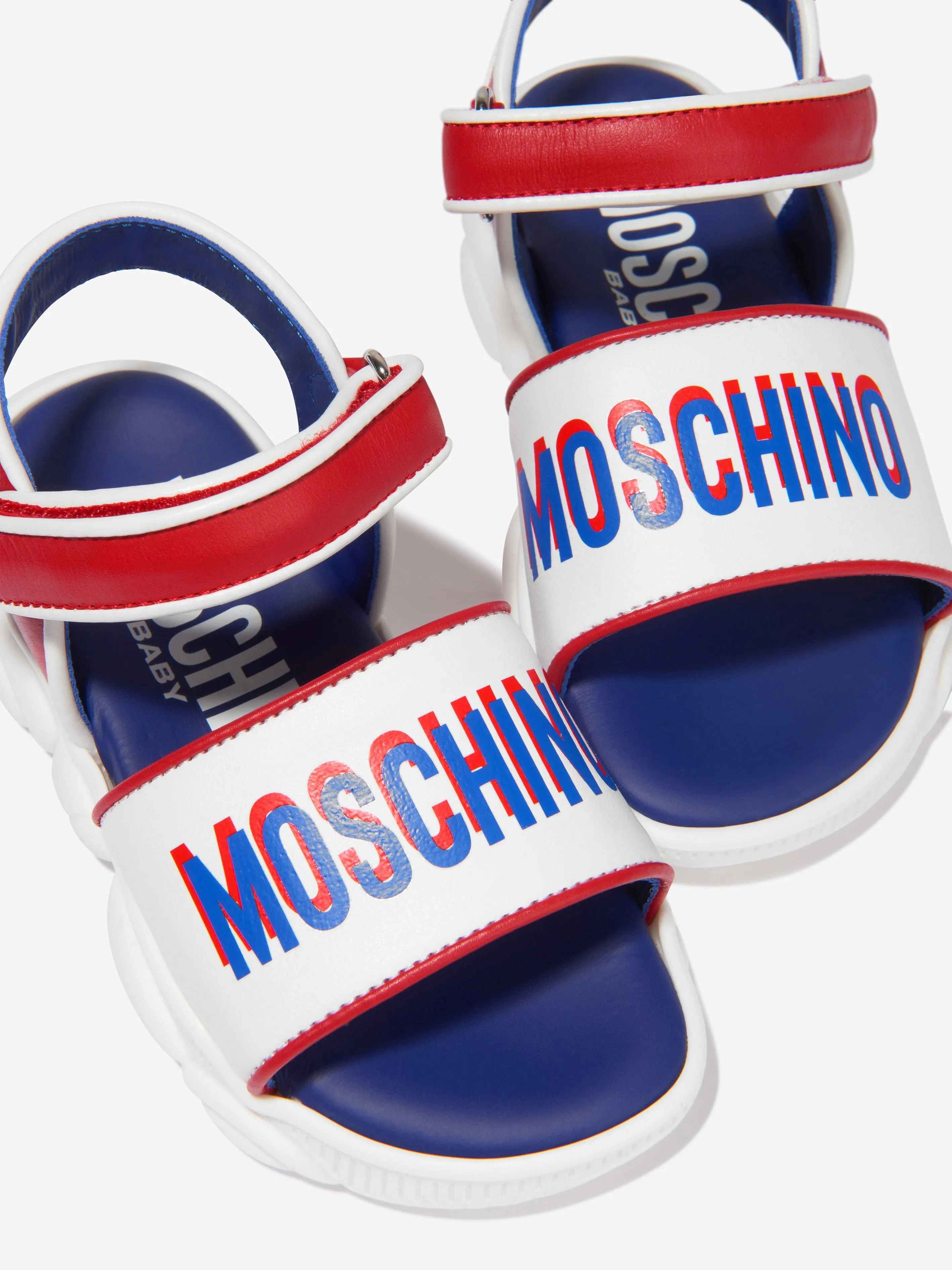 Moschino Unisex Leather Logo Print Sandals