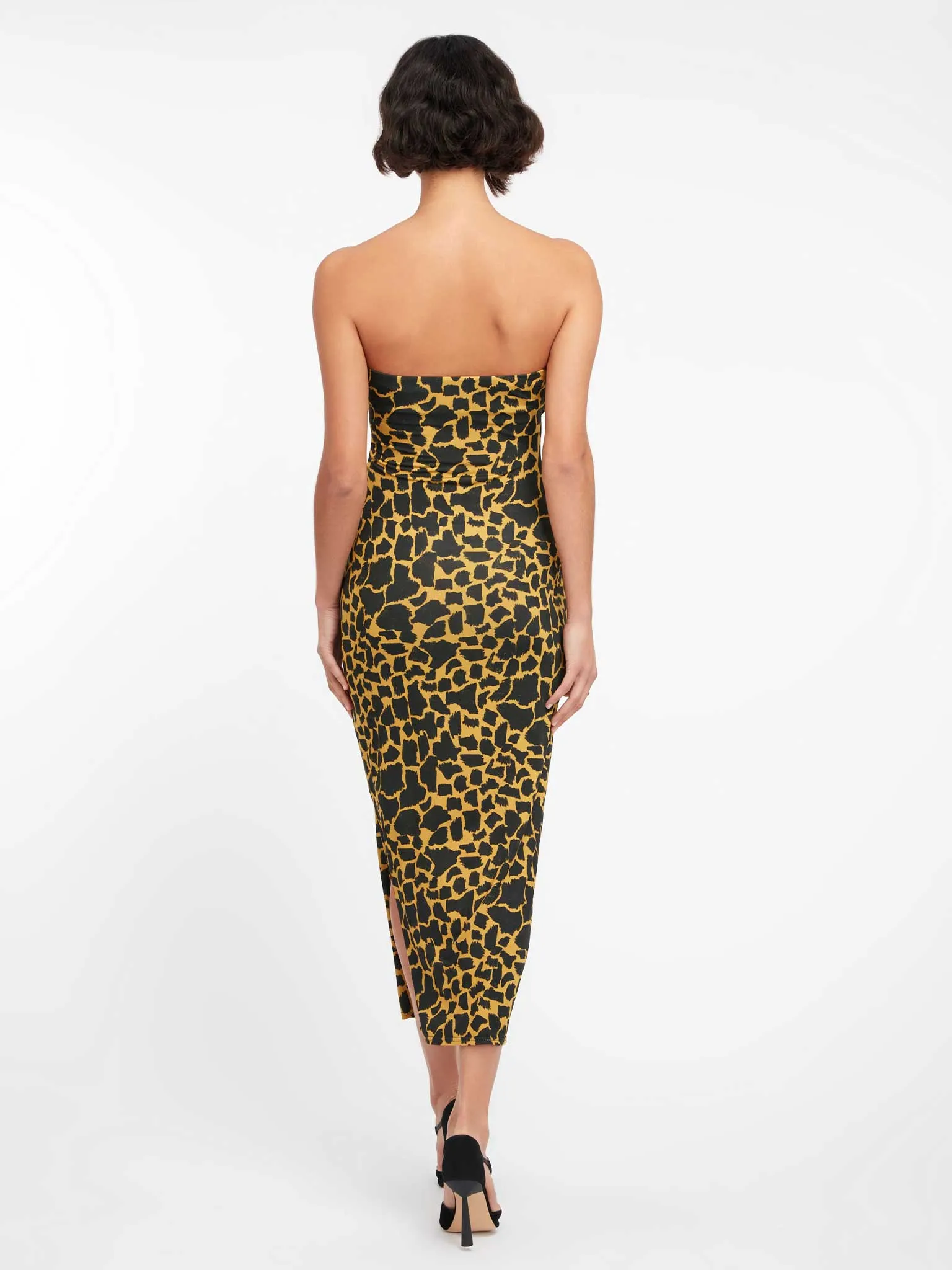 Nasrin Bandeau Dress in Giraffe Animal Print