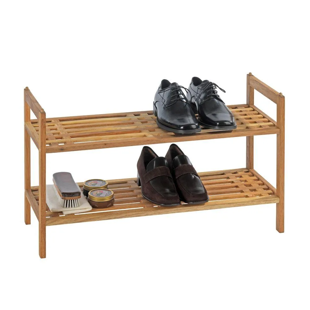 Norway 2 Tier Shoe Rack Walnut