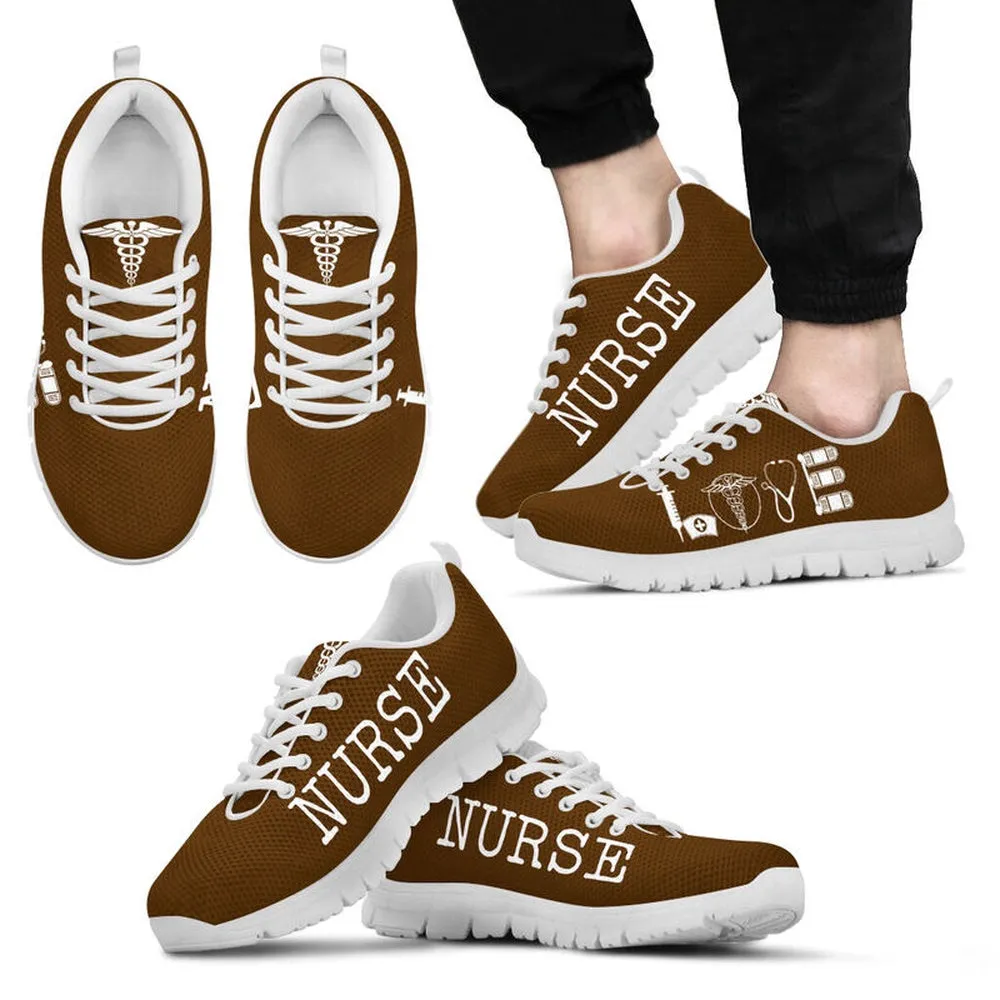 Nurse Sneaker, Nurse Love Brown Soil Sneakers Shoes, Best Shoes For Nurses