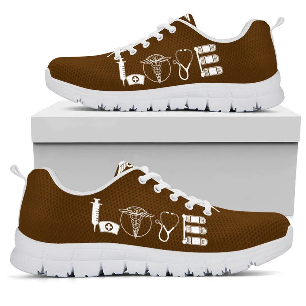 Nurse Sneaker, Nurse Love Brown Soil Sneakers Shoes, Best Shoes For Nurses