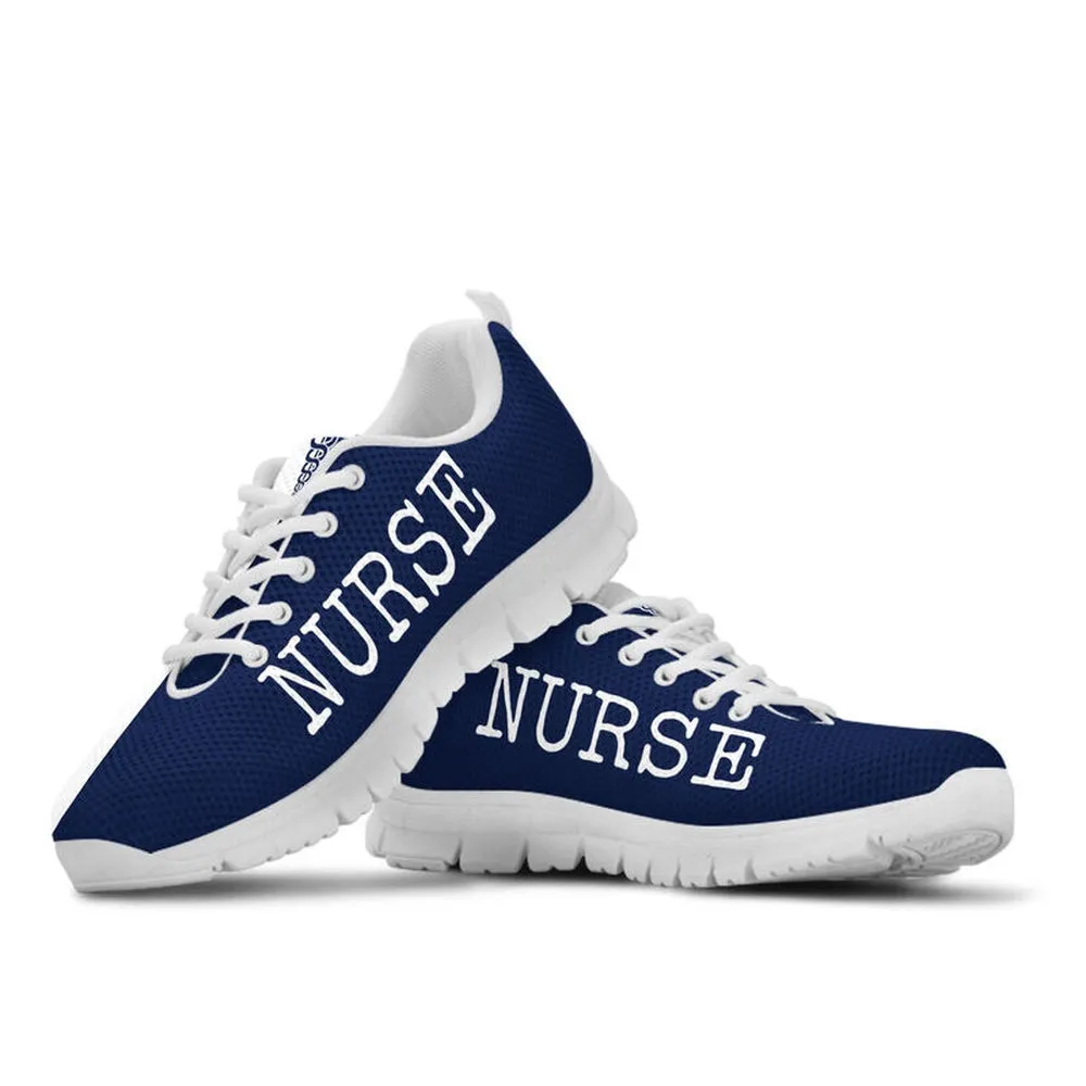 Nurse Sneaker, Nurse Love Dark Blue White Sneakers Shoes, Best Shoes For Nurses