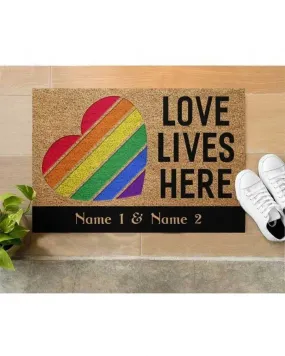 Personalized Pride Doormat For Couple Gay Man, Lesbian Gifts Custom Name Doormat