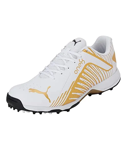 Puma Mens 22 Fh Rubber Vk Cricket Shoe (White-Gold-Black)