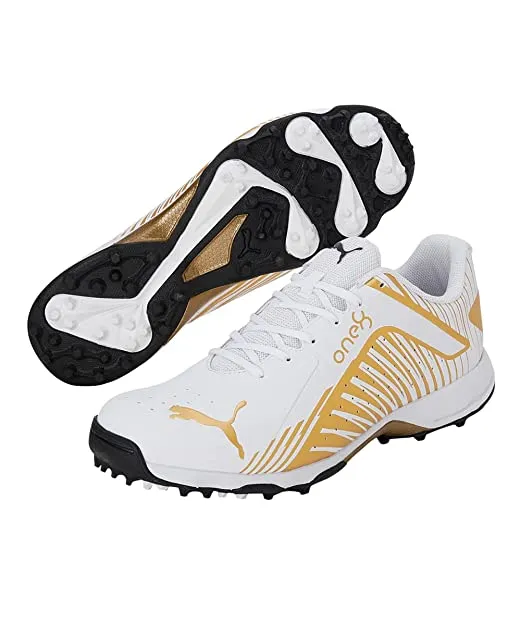 Puma Mens 22 Fh Rubber Vk Cricket Shoe (White-Gold-Black)