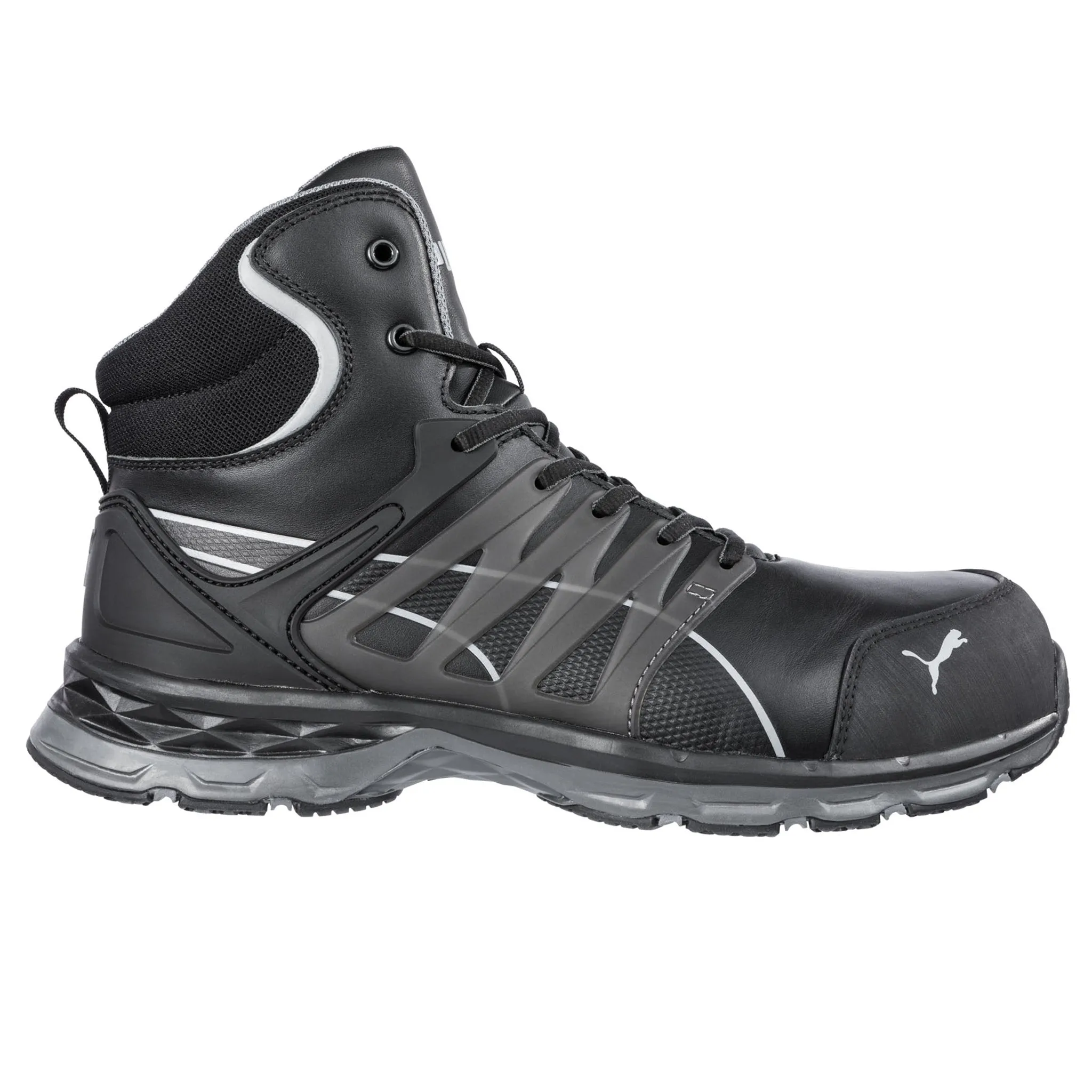 Puma Men's 633805 Velocity 2.0 Black Mid Composite Safety Toe Work Boots