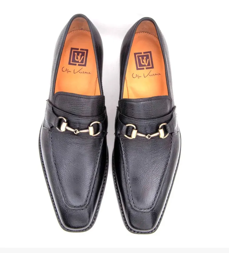 "Harry" Lama Skin Slip-On Loafer Black