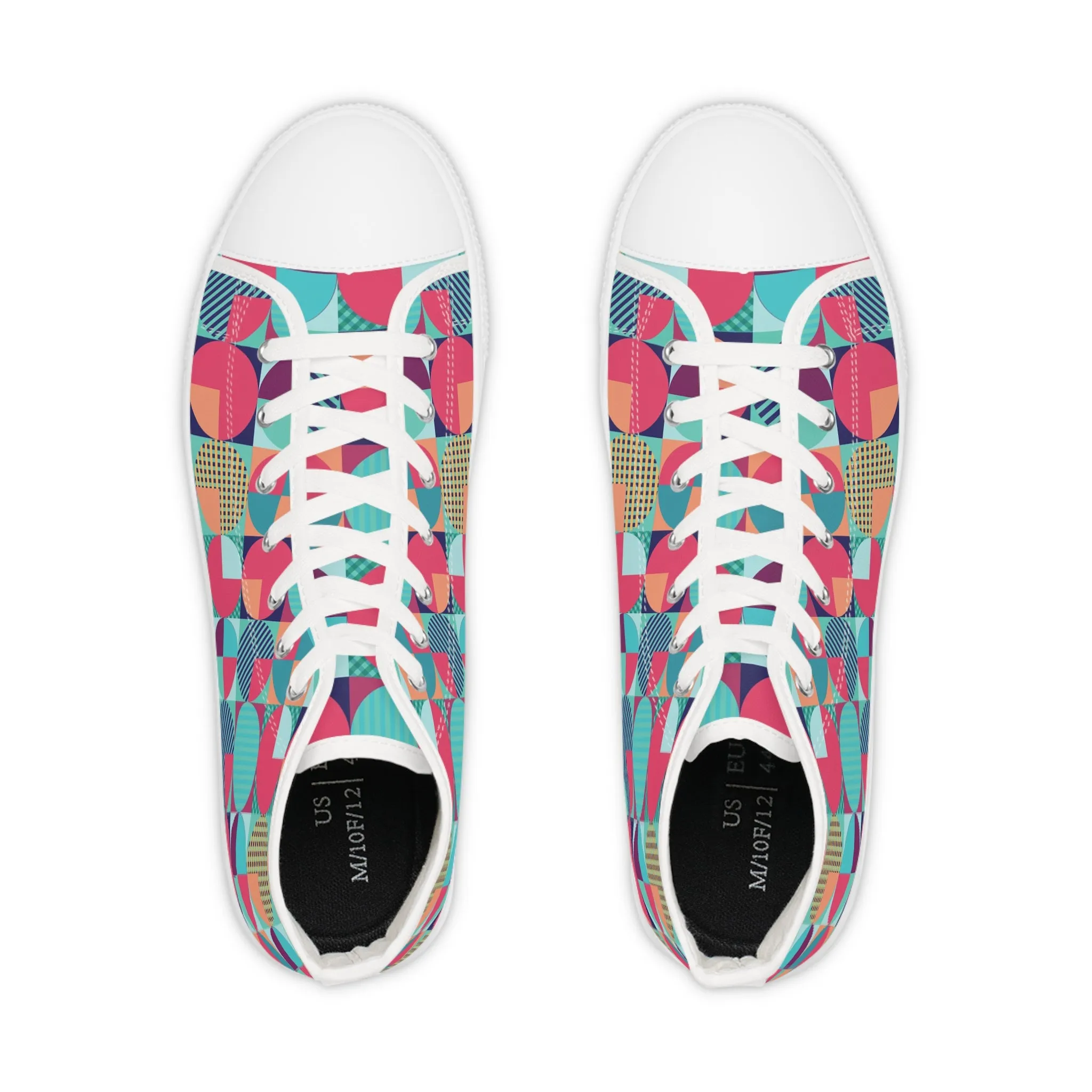 Retro Colorful Pattern Men's High Top Sneakers