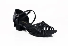 Stephanie Dance Shoes, 16006-15, Black Satin, 1.5” Cuban Heel