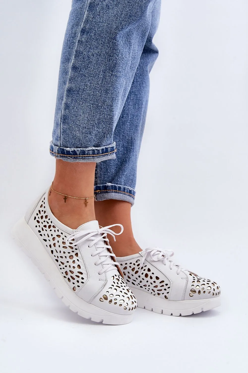 TEEK - Grey Mesh Laced Leather Low Shoes