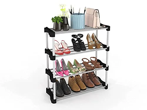 TNT THE NEXT TREND 4 Shelves Cady Premium Metal Stackable and Durable, Easy to Assemble, Space Saving Rack (Black)