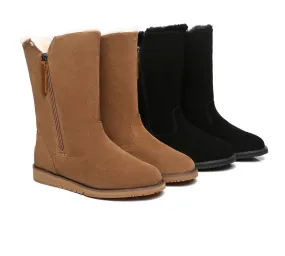 Women Mid Calf Boots Sheepskin Lining Suede Boots Colleen