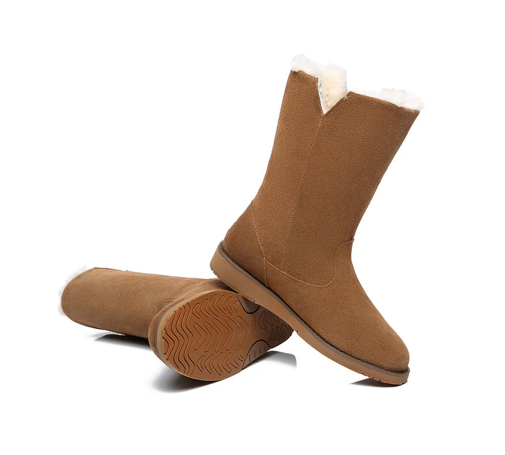 Women Mid Calf Boots Sheepskin Lining Suede Boots Colleen